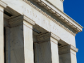 Architectural columns in front of the Federal Reserve building